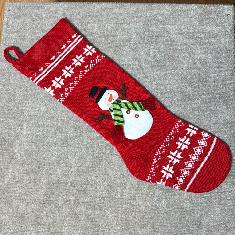 Transpac Red Sweater Like Snowman Christmas Holiday Stocking